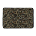Black And Gold Lotus Pattern Print Kitchen Mat