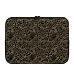 Black And Gold Lotus Pattern Print Laptop Sleeve