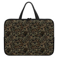 Black And Gold Lotus Pattern Print Laptop Sleeve With Handle