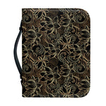 Black And Gold Lotus Pattern Print Leather Bible Cover