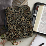 Black And Gold Lotus Pattern Print Leather Bible Cover