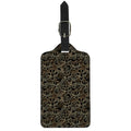 Black And Gold Lotus Pattern Print Luggage Tag