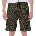 Black And Gold Lotus Pattern Print Men's Beach Shorts