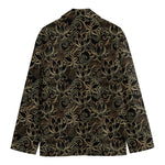 Black And Gold Lotus Pattern Print Men's Blazer
