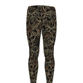 Black And Gold Lotus Pattern Print Men's Leggings