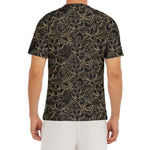 Black And Gold Lotus Pattern Print Men's Short Sleeve Rash Guard