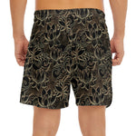 Black And Gold Lotus Pattern Print Men's Split Running Shorts