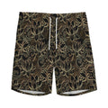 Black And Gold Lotus Pattern Print Men's Athletic Shorts