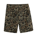 Black And Gold Lotus Pattern Print Men's Sports Shorts