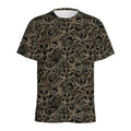 Black And Gold Lotus Pattern Print Men's Athletic T-Shirt