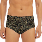 Black And Gold Lotus Pattern Print Men's Triangle Swim Briefs