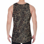 Black And Gold Lotus Pattern Print Men's Velvet Tank Top