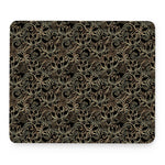 Black And Gold Lotus Pattern Print Mouse Pad
