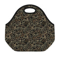 Black And Gold Lotus Pattern Print Neoprene Lunch Bag