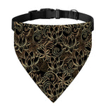 Black And Gold Lotus Pattern Print Over The Collar Dog Bandana