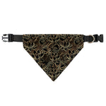 Black And Gold Lotus Pattern Print Over The Collar Dog Bandana