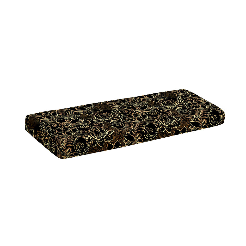 Black And Gold Lotus Pattern Print Piano Keyboard Cover