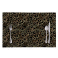 Black And Gold Lotus Pattern Print Placemat
