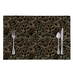 Black And Gold Lotus Pattern Print Placemat