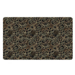 Black And Gold Lotus Pattern Print Polyester Doormat