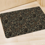 Black And Gold Lotus Pattern Print Polyester Doormat