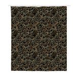 Black And Gold Lotus Pattern Print Polyester Shower Curtain