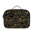 Black And Gold Lotus Pattern Print Portable Lunch Bag