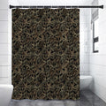 Black And Gold Lotus Pattern Print Premium Shower Curtain