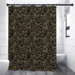 Black And Gold Lotus Pattern Print Premium Shower Curtain