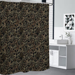 Black And Gold Lotus Pattern Print Premium Shower Curtain