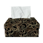 Black And Gold Lotus Pattern Print Rectangle Tissue Box Cover