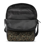 Black And Gold Lotus Pattern Print Rectangular Crossbody Bag