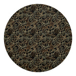 Black And Gold Lotus Pattern Print Round Blanket