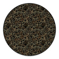 Black And Gold Lotus Pattern Print Round Floor Mat