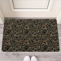 Black And Gold Lotus Pattern Print Rubber Doormat
