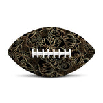 Black And Gold Lotus Pattern Print Rugby Ball