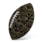 Black And Gold Lotus Pattern Print Rugby Ball