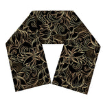 Black And Gold Lotus Pattern Print Scarf