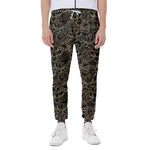 Black And Gold Lotus Pattern Print Scuba Joggers
