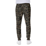 Black And Gold Lotus Pattern Print Scuba Joggers