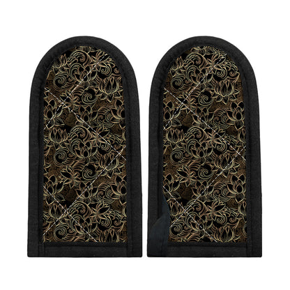 Black And Gold Lotus Pattern Print Skillet Handle Cover