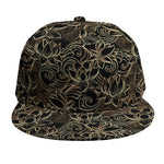 Black And Gold Lotus Pattern Print Snapback Cap