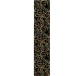 Black And Gold Lotus Pattern Print Table Runner