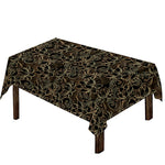 Black And Gold Lotus Pattern Print Tablecloth