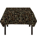 Black And Gold Lotus Pattern Print Tablecloth