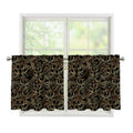 Black And Gold Lotus Pattern Print Tier Curtains