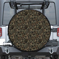Black And Gold Lotus Pattern Print Tire Cover