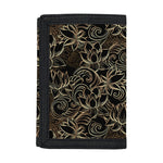 Black And Gold Lotus Pattern Print Trifold Wallet