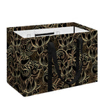 Black And Gold Lotus Pattern Print Utility Tote Bag