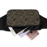 Black And Gold Lotus Pattern Print Waist Bag